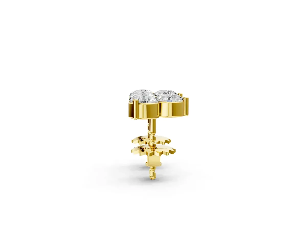 Triangular Cluster Round Diamond Stud Earrings with Prong Setting Yellow gold