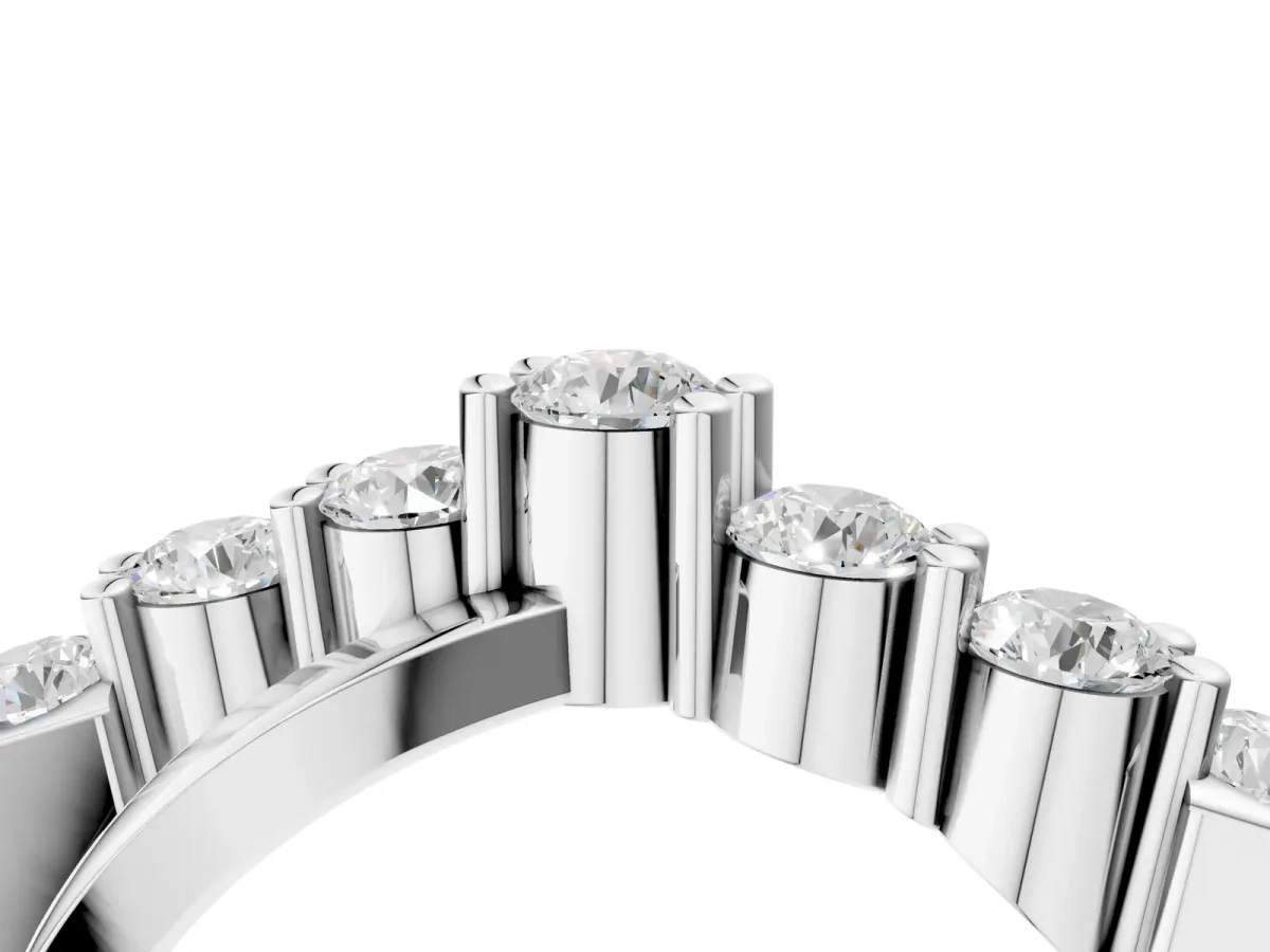 Round Diamond Prong-Set Crossover Band Silver