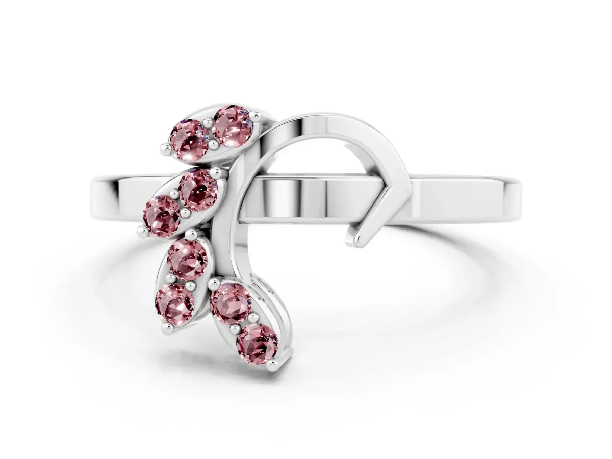 Marquise Morganite Cluster Bypass Ring with Prong Setting White gold