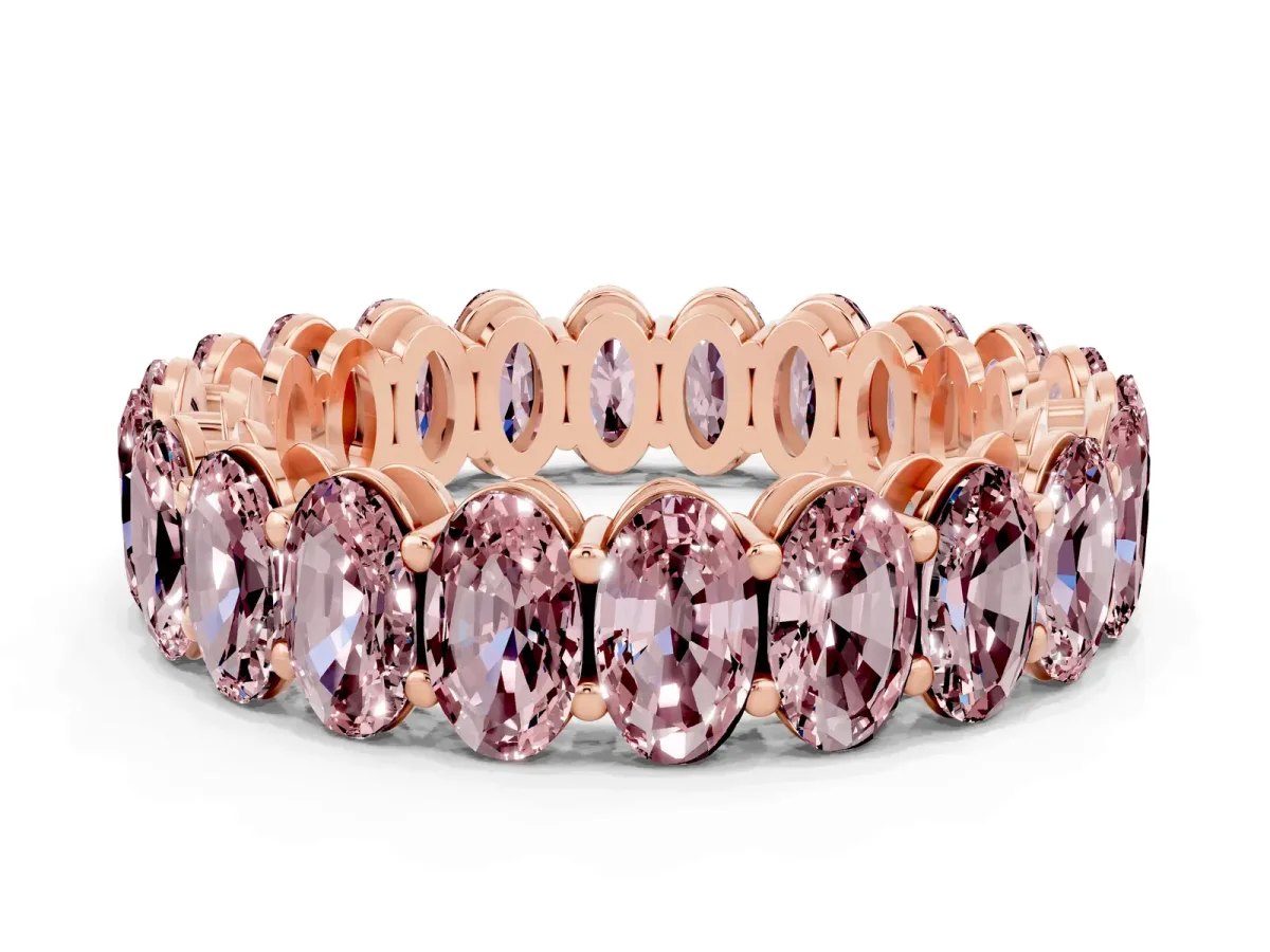 Oval Cut Morganite Eternity Band with Shared Prong Setting Rose gold