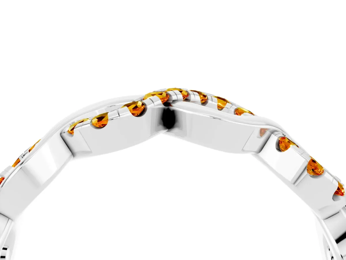 Twist Infinity Round Citrine Band with Pavé Setting White gold