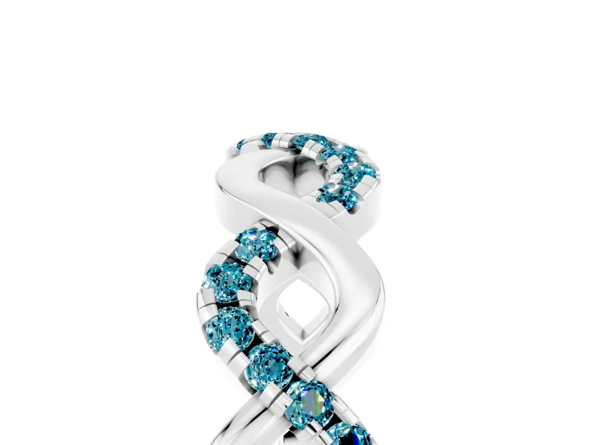 Twist Infinity Round Blue Topaz Band with Pavé Setting Silver