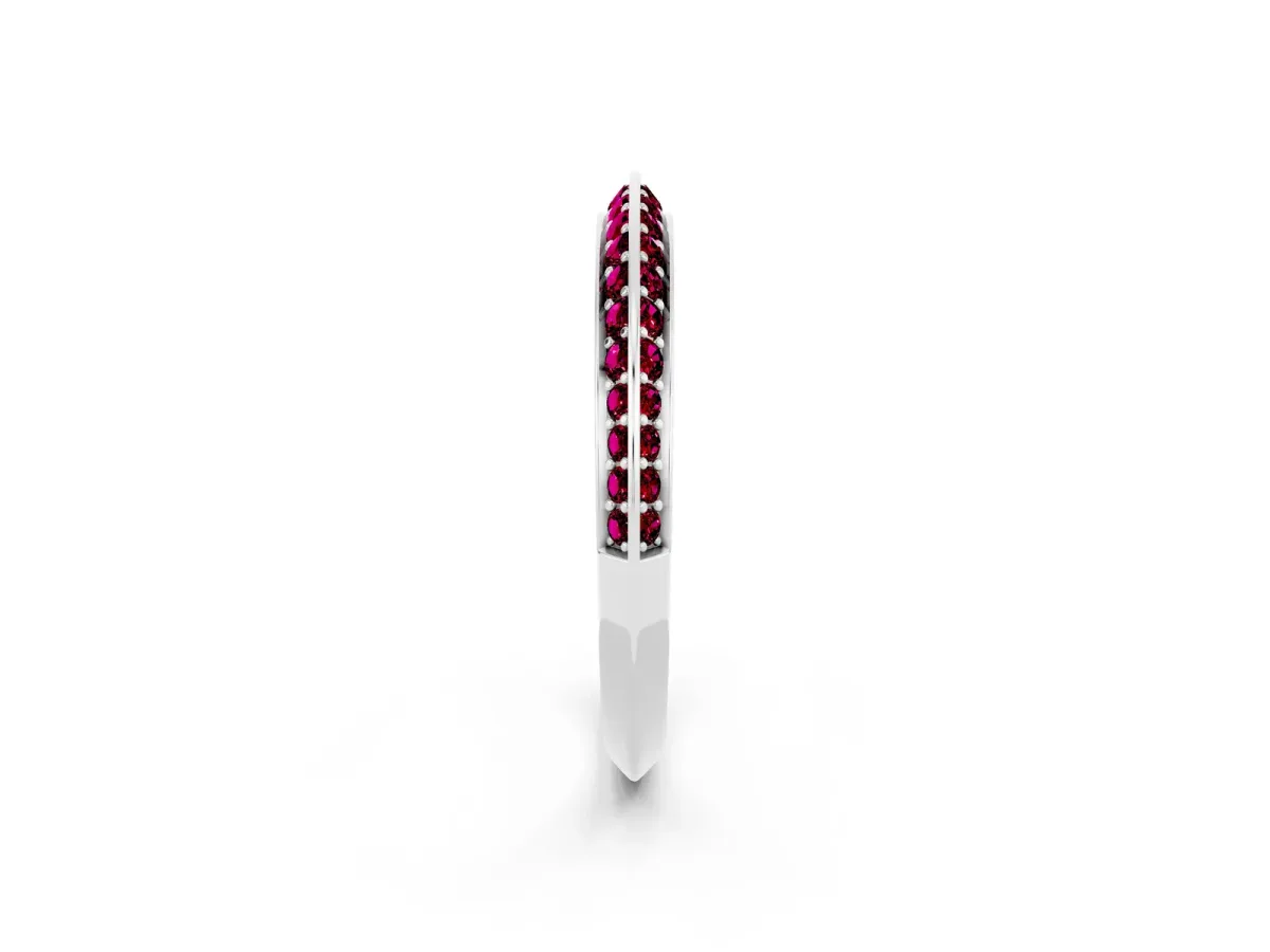 Double Row Pavé Round Garnet Eternity Band with Channel Setting White gold