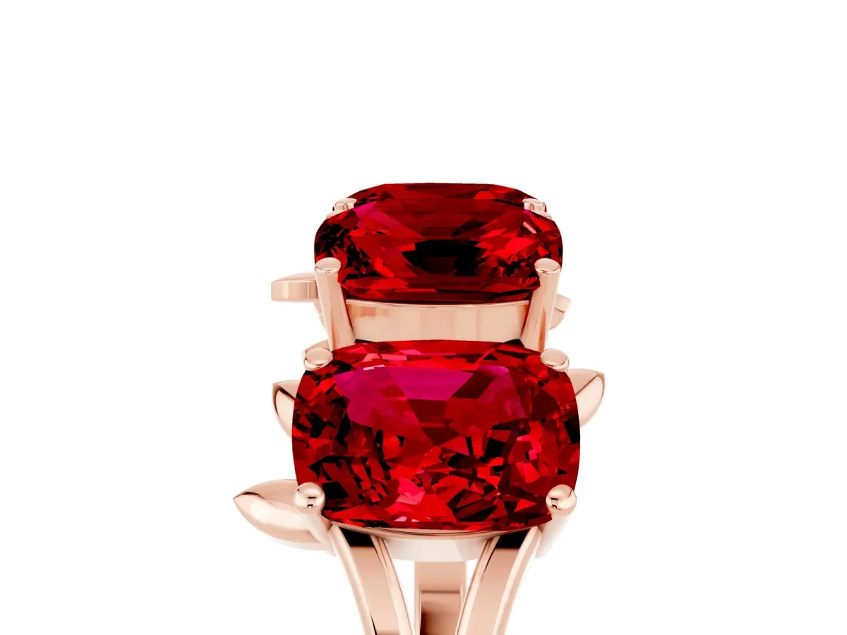 Emerald Cut Ruby Prong-Set Half Eternity Band Rose gold