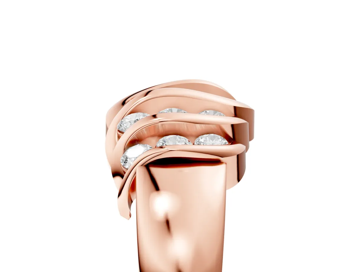 Round Diamond Multi-Row Crossover Band Rose gold