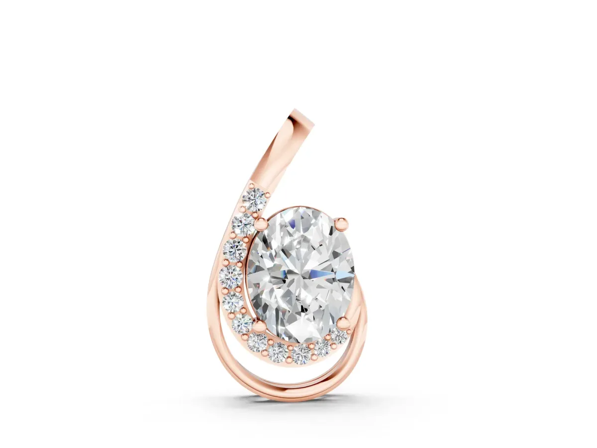 Round Diamond Prong Set Swirl Pendant Rose gold