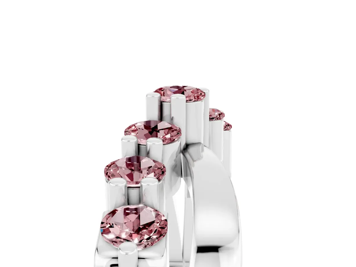 Round Morganite Prong-Set Crossover Band Silver