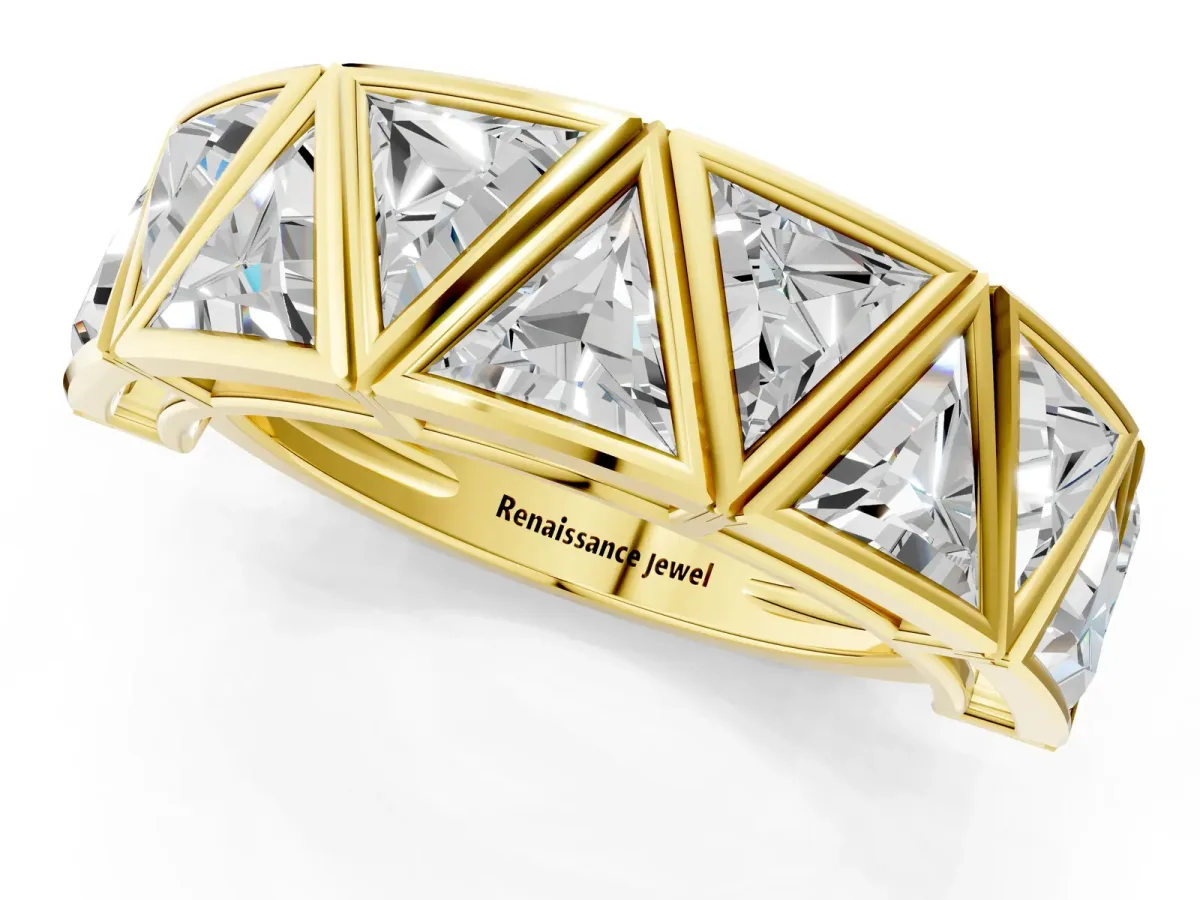 Triangle Diamond Geometric Mens Band Yellow gold