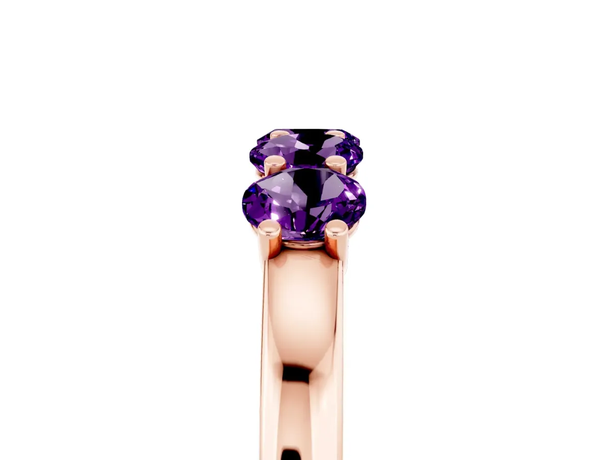 Four-Stone Round Amethyst Prong-Set Band Rose gold