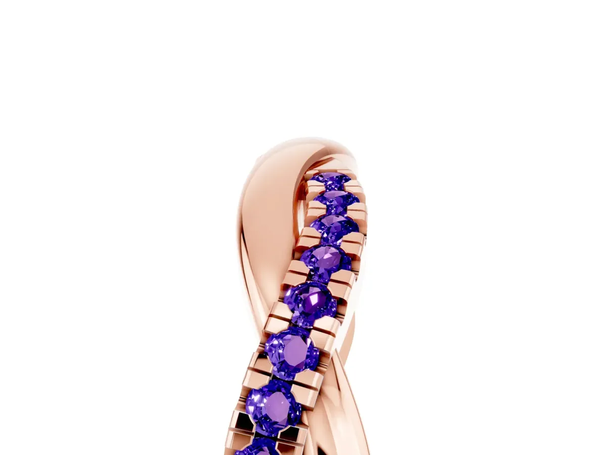 Round Tanzanite Twisted Infinity Band with Prong Setting Rose gold