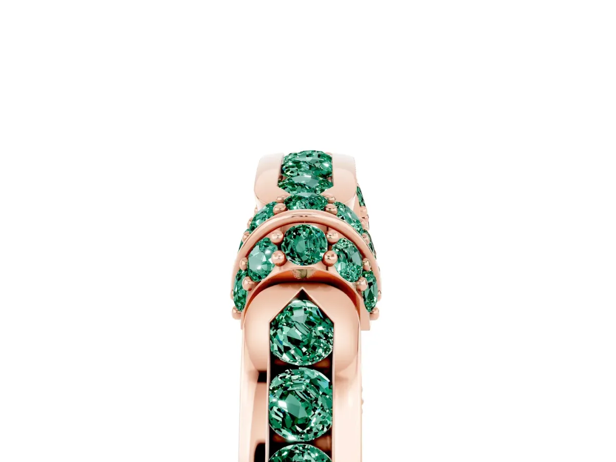 Pavé Round Green Sapphire Link Band with Bezel Setting Rose gold