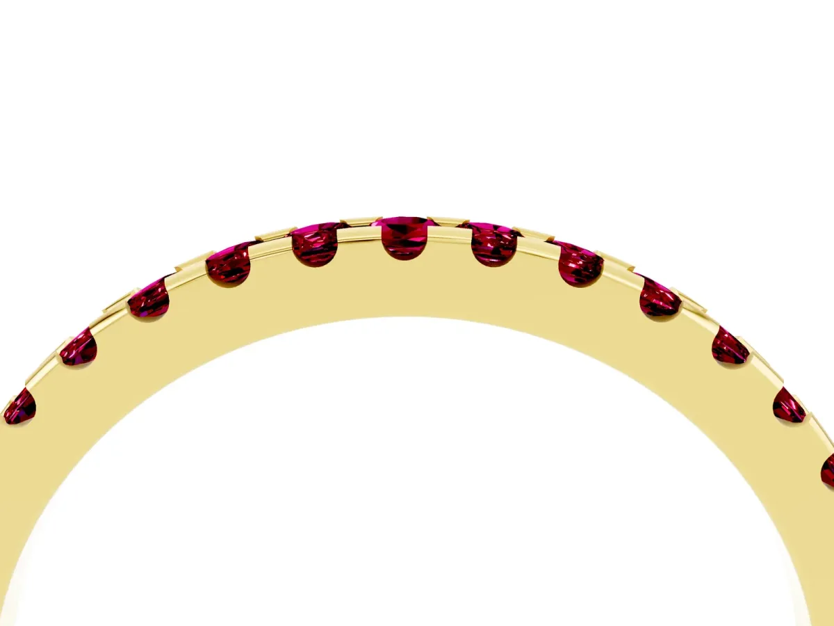 Round Garnet Pavé Set Eternity Band with Micro Prong Setting Yellow gold
