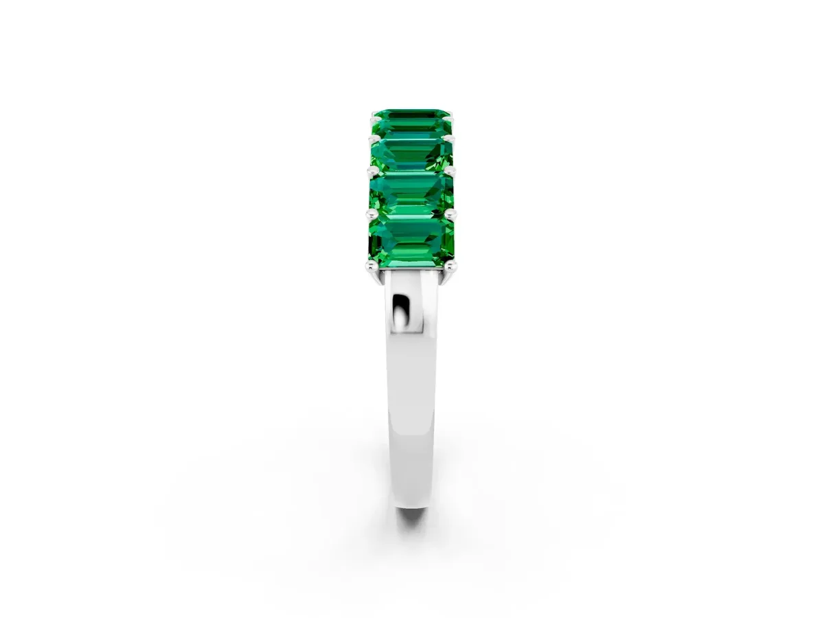 Emerald Cut Emerald Prong-Set Eternity Band Platinum