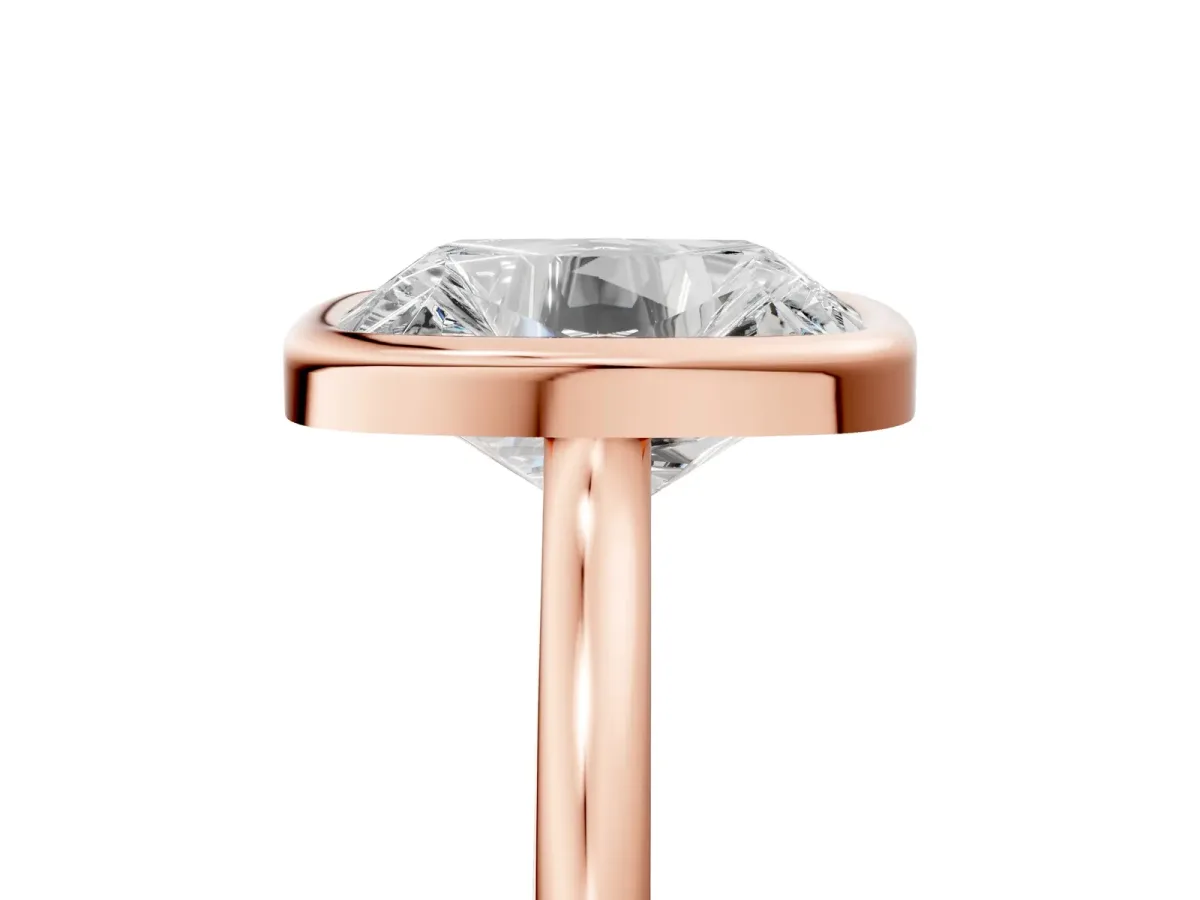Old Mine Elongated Cushion Diamond Bezel Set Ring Rose gold