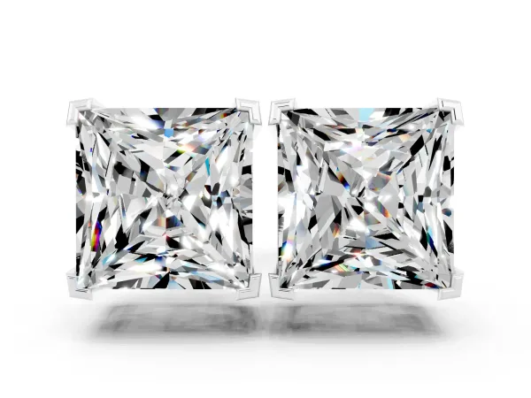 Princess Cut Moissanite Stud Earrings Platinum