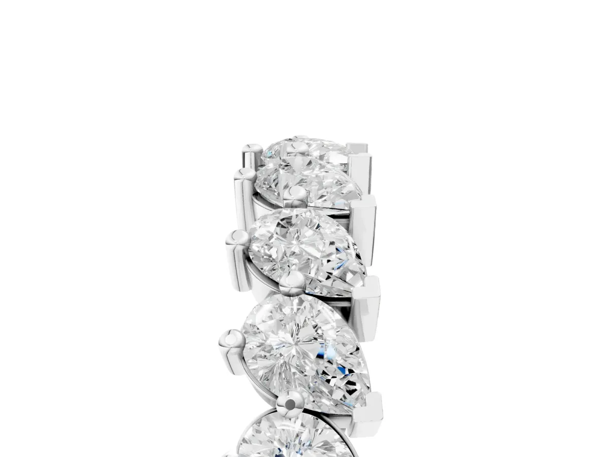 Pear Diamond Full Eternity Band with Shared Prong Setting Silver