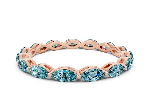 Marquise Blue Topaz Eternity Band with U-Prong Setting Rose gold