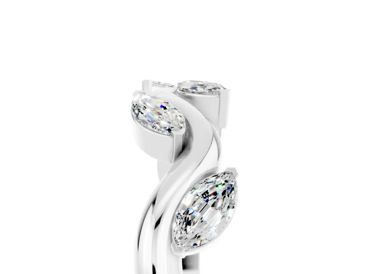Marquise Moissanite Twisted Band with Prong Setting Silver