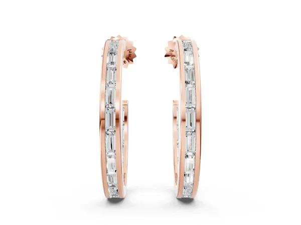 Baguette Diamond Channel-Set Inside-Out Hoop Earrings Rose gold