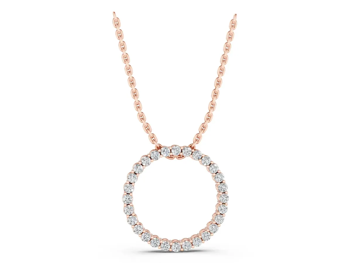 Round Diamond Prong Set Eternity Pendant Rose gold