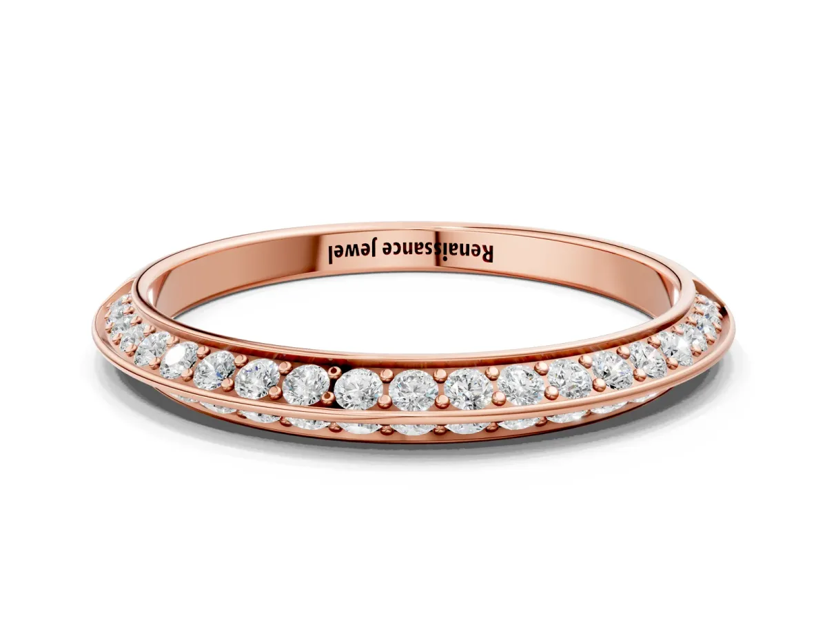 Double Row Pavé Round Diamond Eternity Band with Channel Setting Rose gold