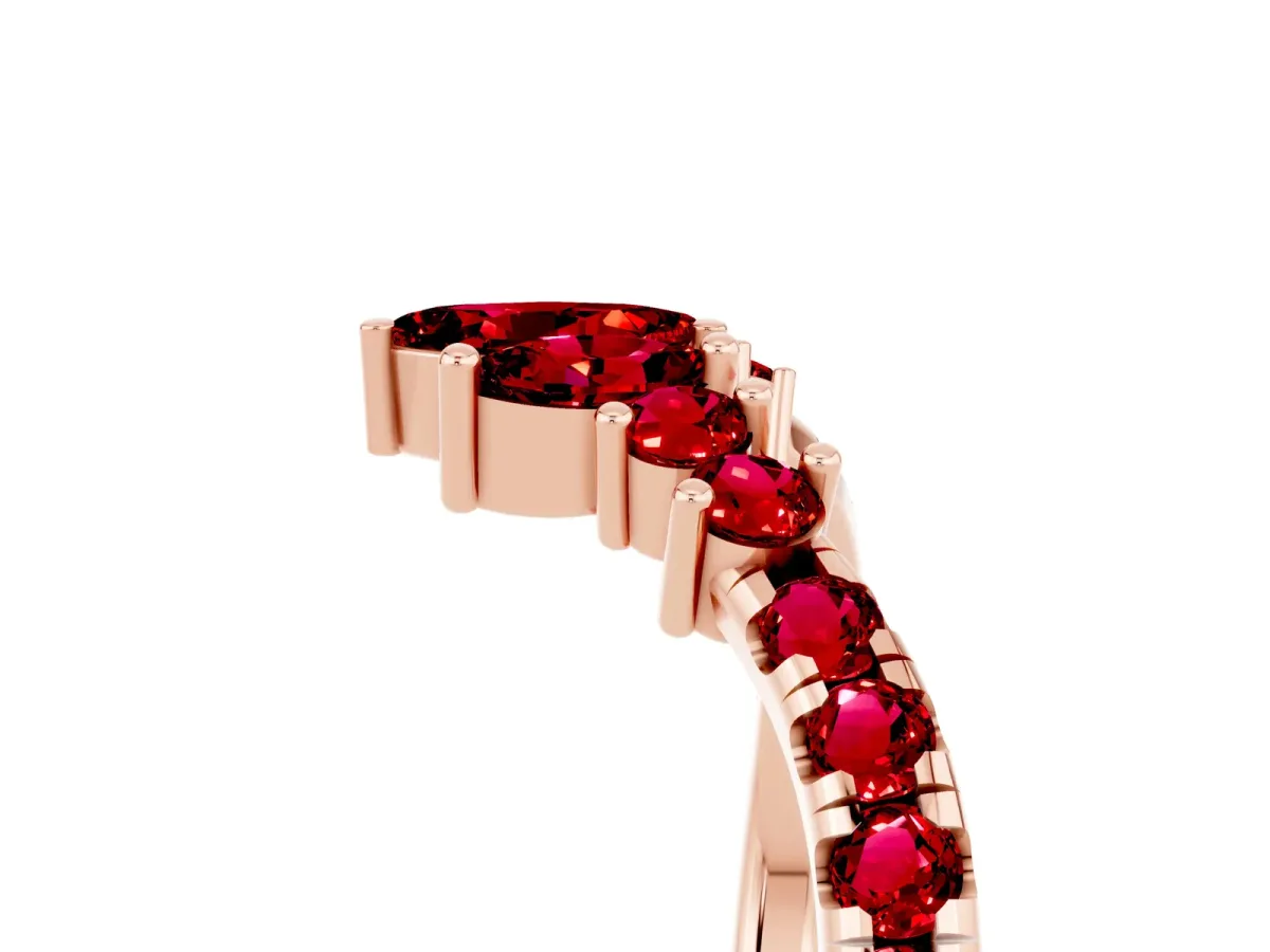 Chevron Marquise and Round Ruby Open Band with Prong Setting Rose gold