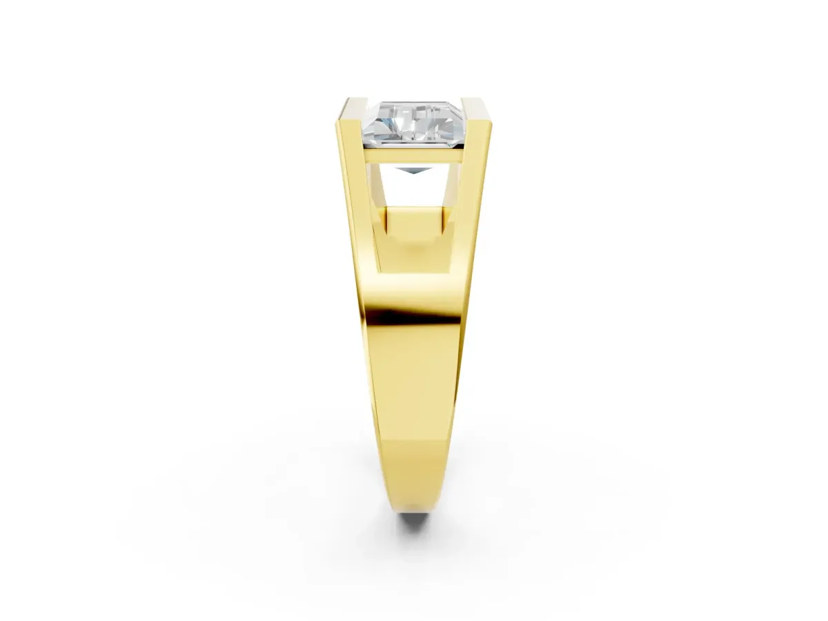 Baguette Diamond Geometric Solitaire Ring Yellow gold
