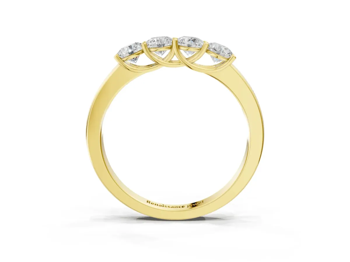 Four-Stone Round Diamond Prong-Set Band Yellow gold