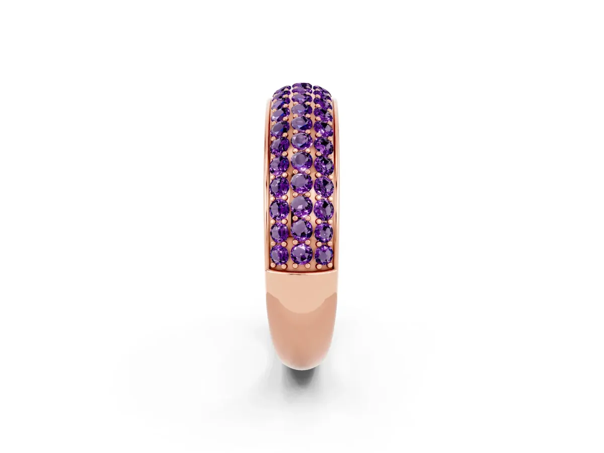 Three-Row Round Amethyst Eternity Band with Shared Prong Setting Rose gold