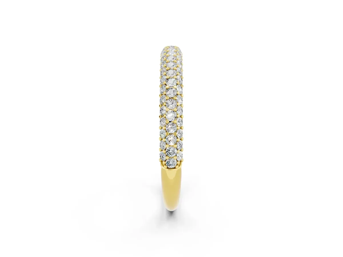 Round Moissanite Pavé Eternity Band with Shared Prong Setting Yellow gold
