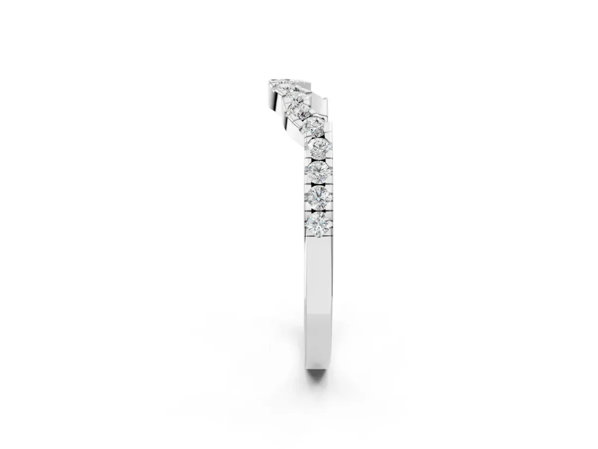 Curved Diamond Pavé Round-Cut Contour Band Platinum