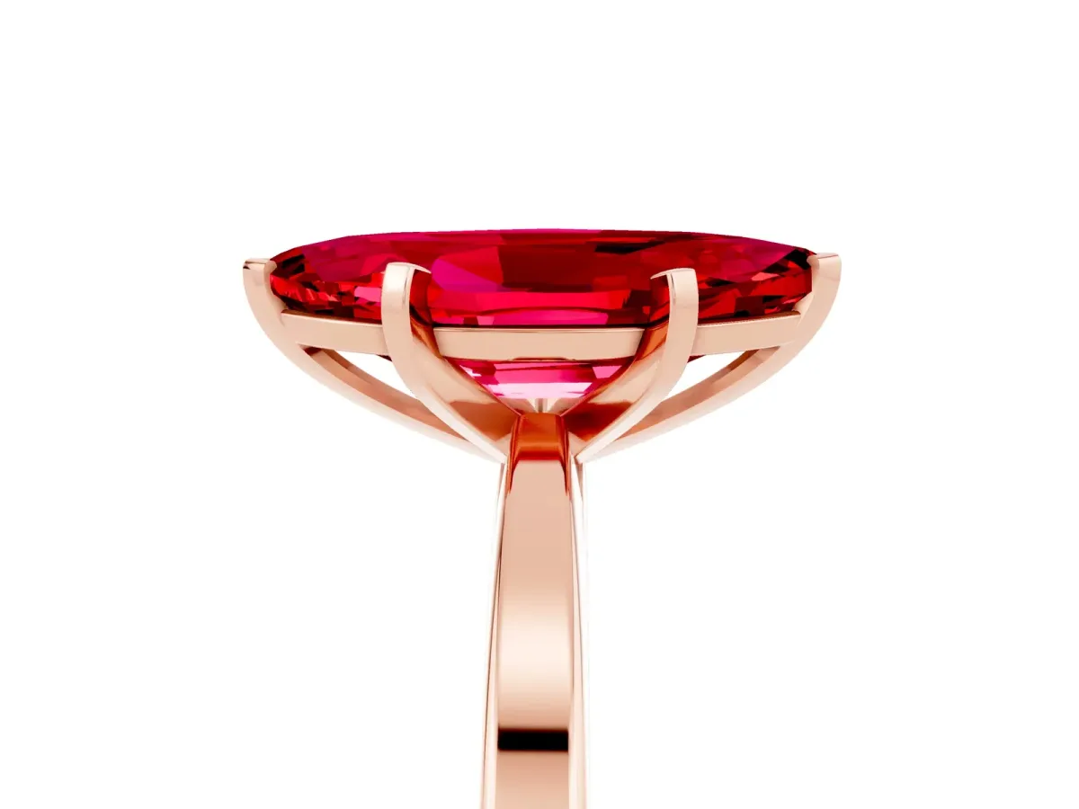 Marquise Cut Ruby Solitaire Engagement Ring with Classic Band and Four-Prong Setting Rose gold