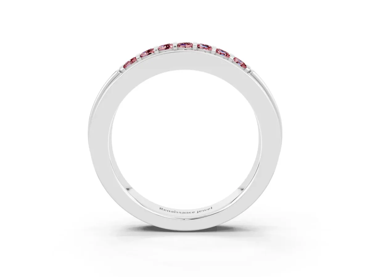 Bar-Set Princess Cut Morganite Pavé Band Platinum