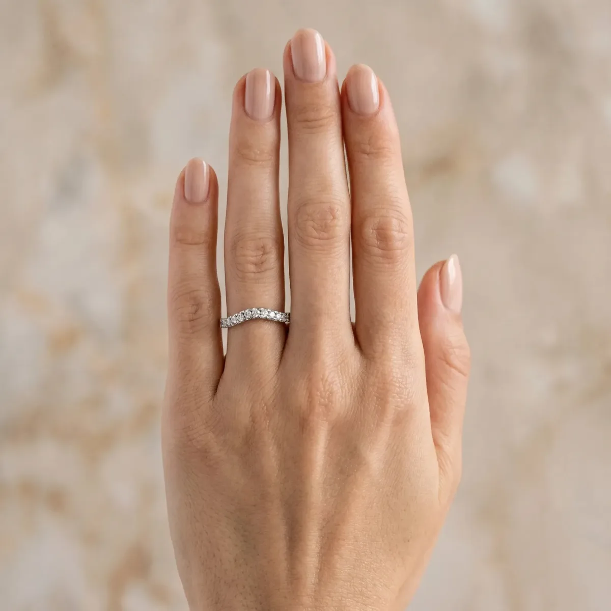 Diamond Pavé Curved Wedding Band White gold