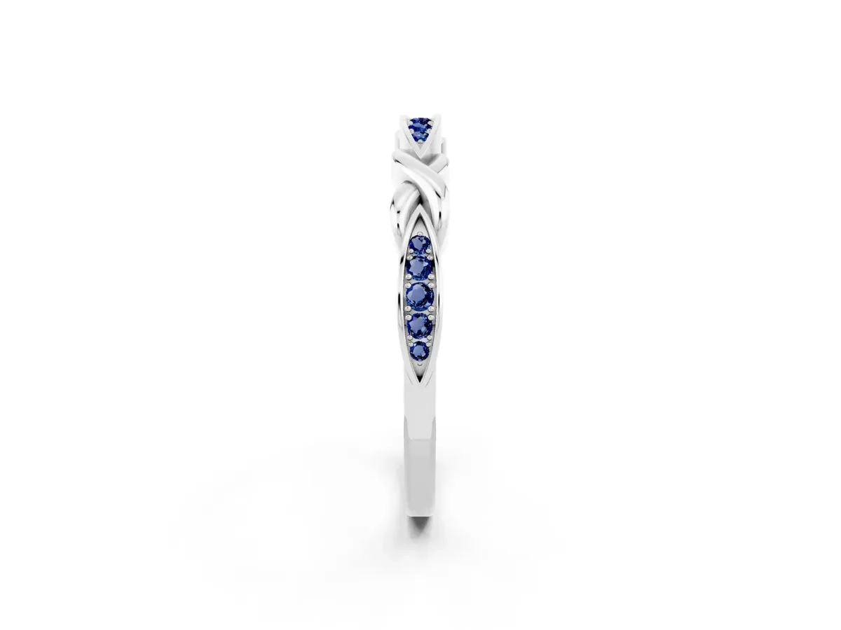 Twisted Marquise Blue Sapphire Pavé Band with Shared Prong Setting Platinum