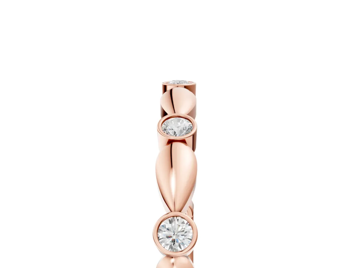 Bezel-Set Round Diamond Marquise Eternity Band Rose gold