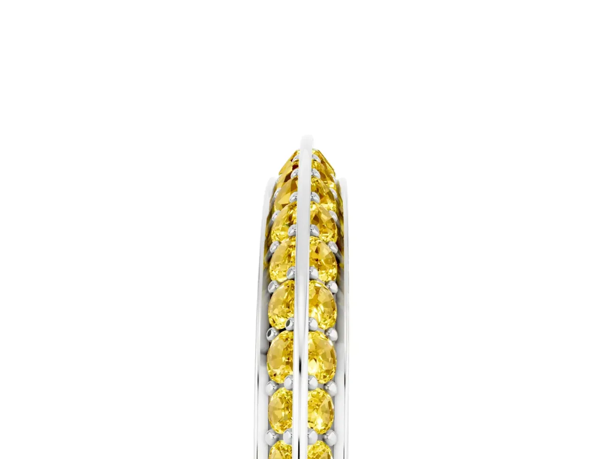 Double Row Pavé Round Yellow Sapphire Eternity Band with Channel Setting Platinum