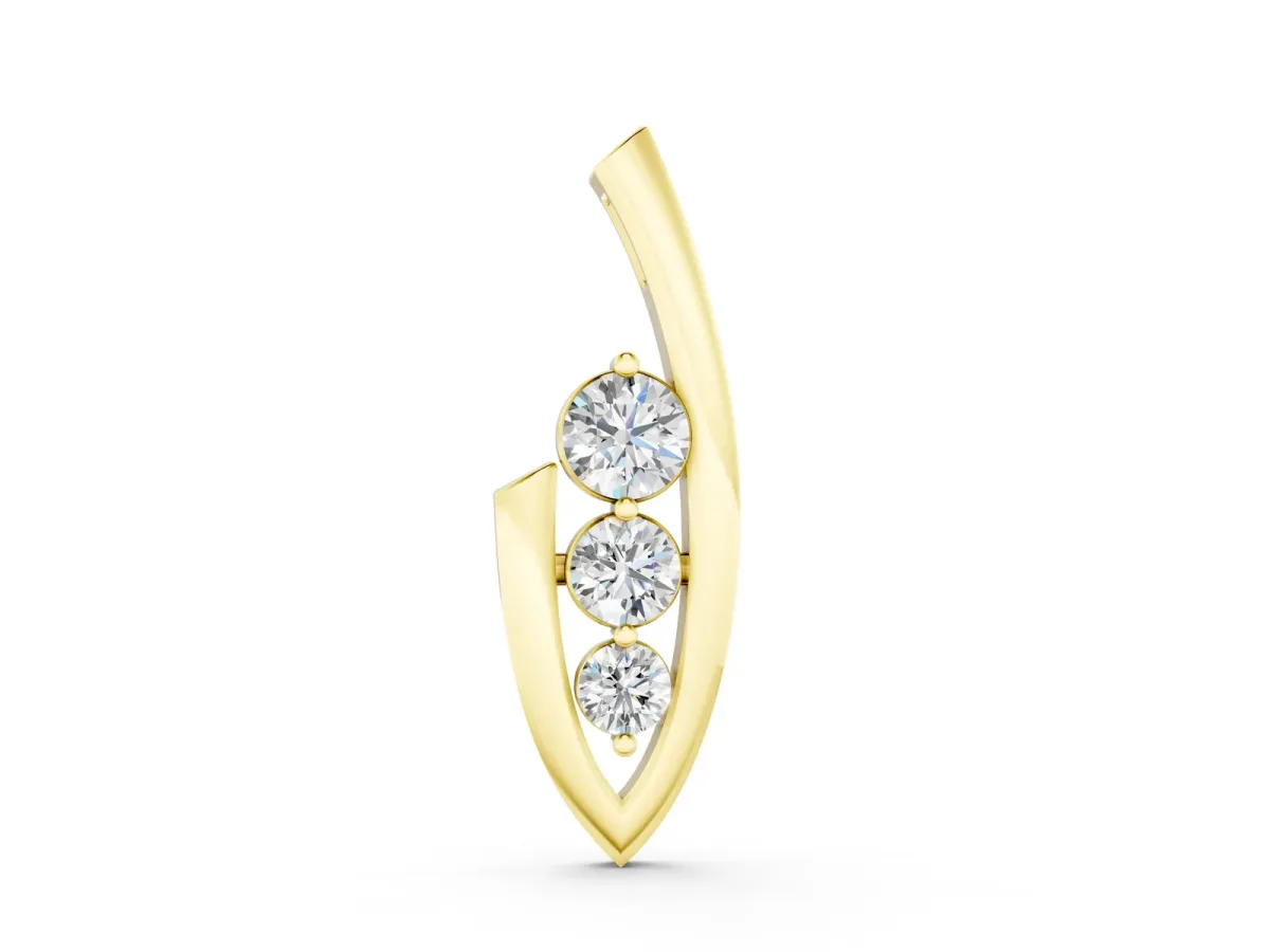 Three-Stone Round Prong-Set Pendant Yellow gold