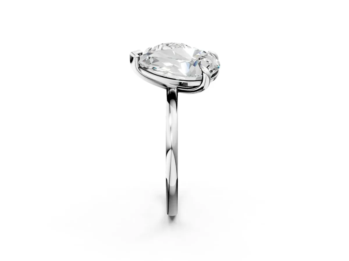 Round and Pear Toi Moi Ring with Prong Setting and Plain Band White gold