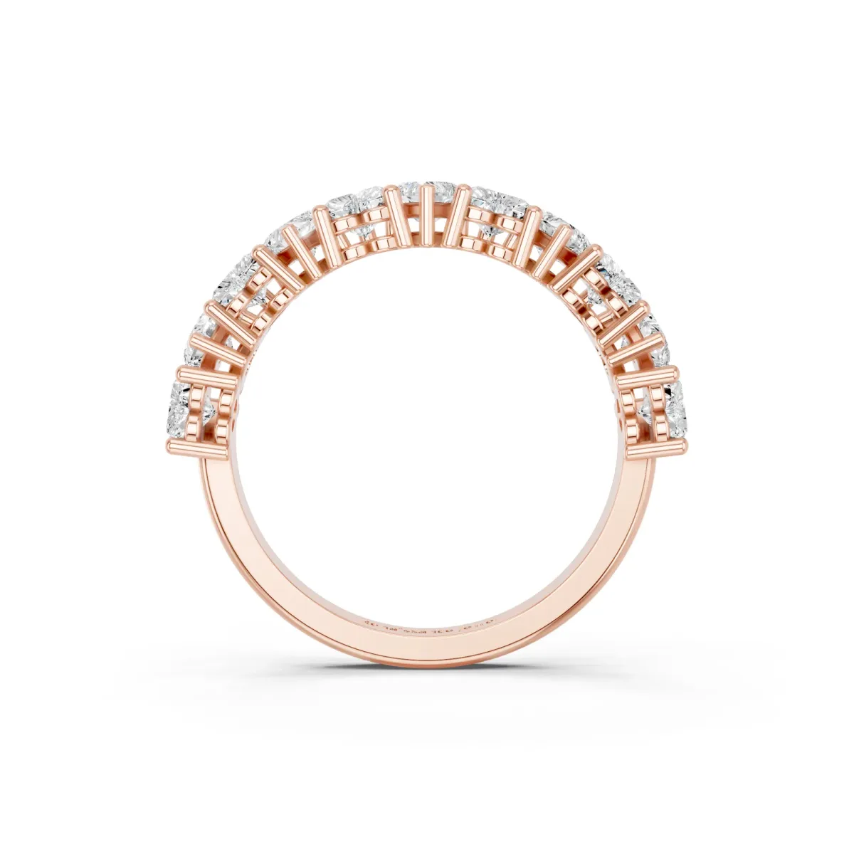 Heart Half Eternity Band with Shared Prong Setting Rose gold
