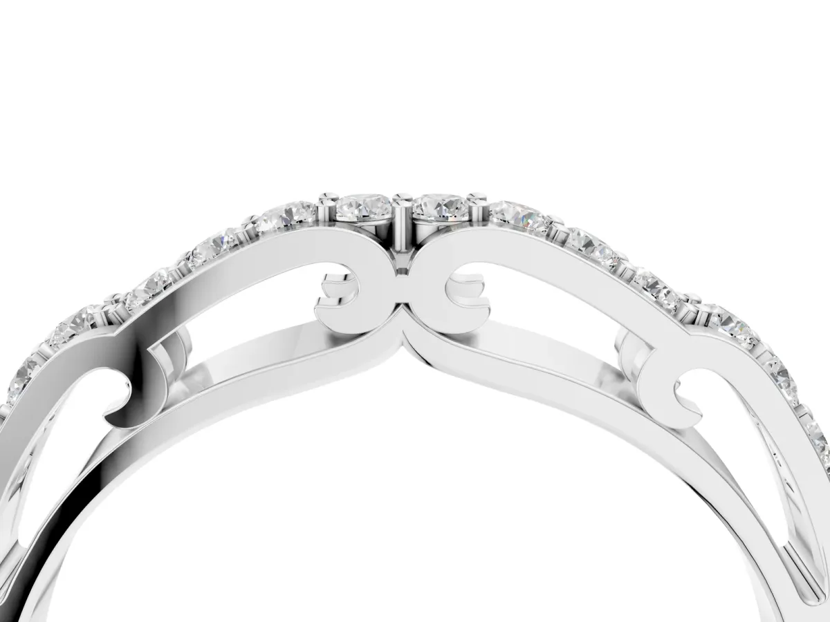 Round Cut Diamond Channel Set White Gold Band White gold