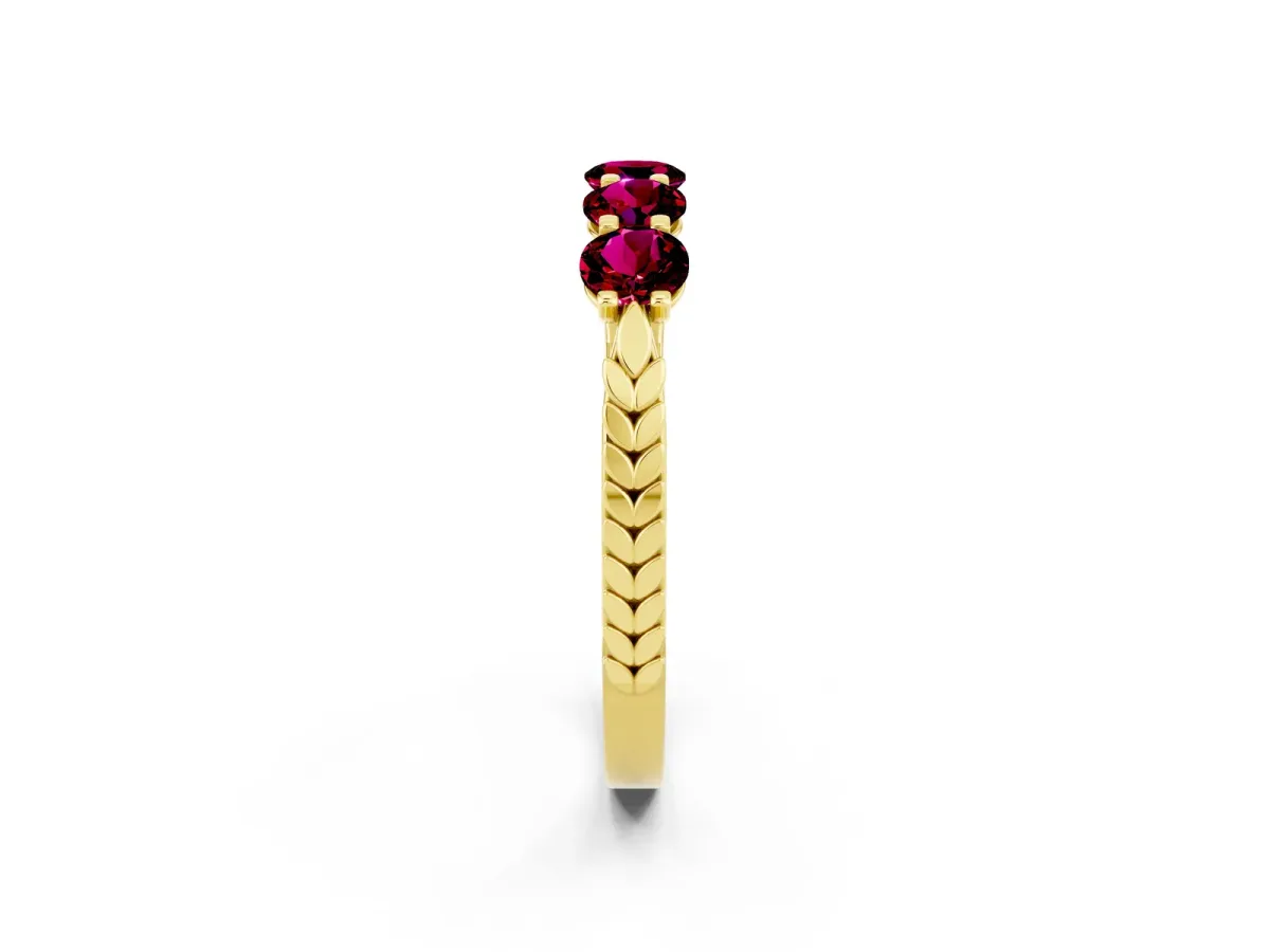 Five-Stone Round Garnet Prong-Set Band Yellow gold