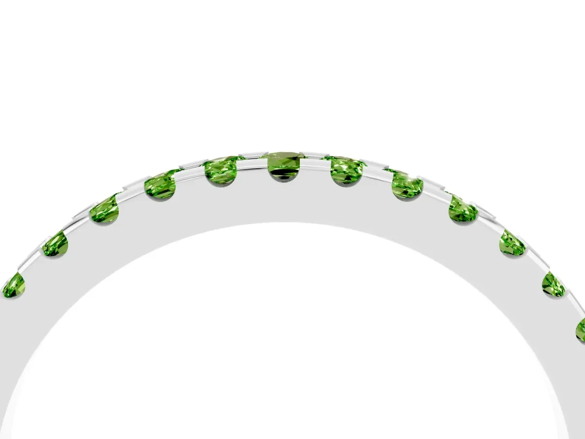 Round Peridot Pavé Set Eternity Band with Micro Prong Setting White gold