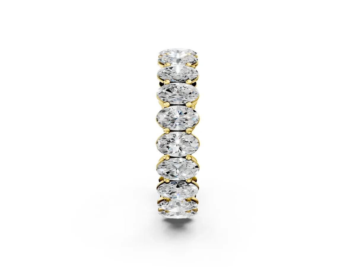Oval Cut Diamond Eternity Band with Shared Prong Setting Yellow gold