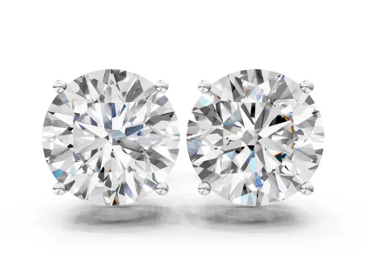 Round Cut Diamond Stud Earrings White gold