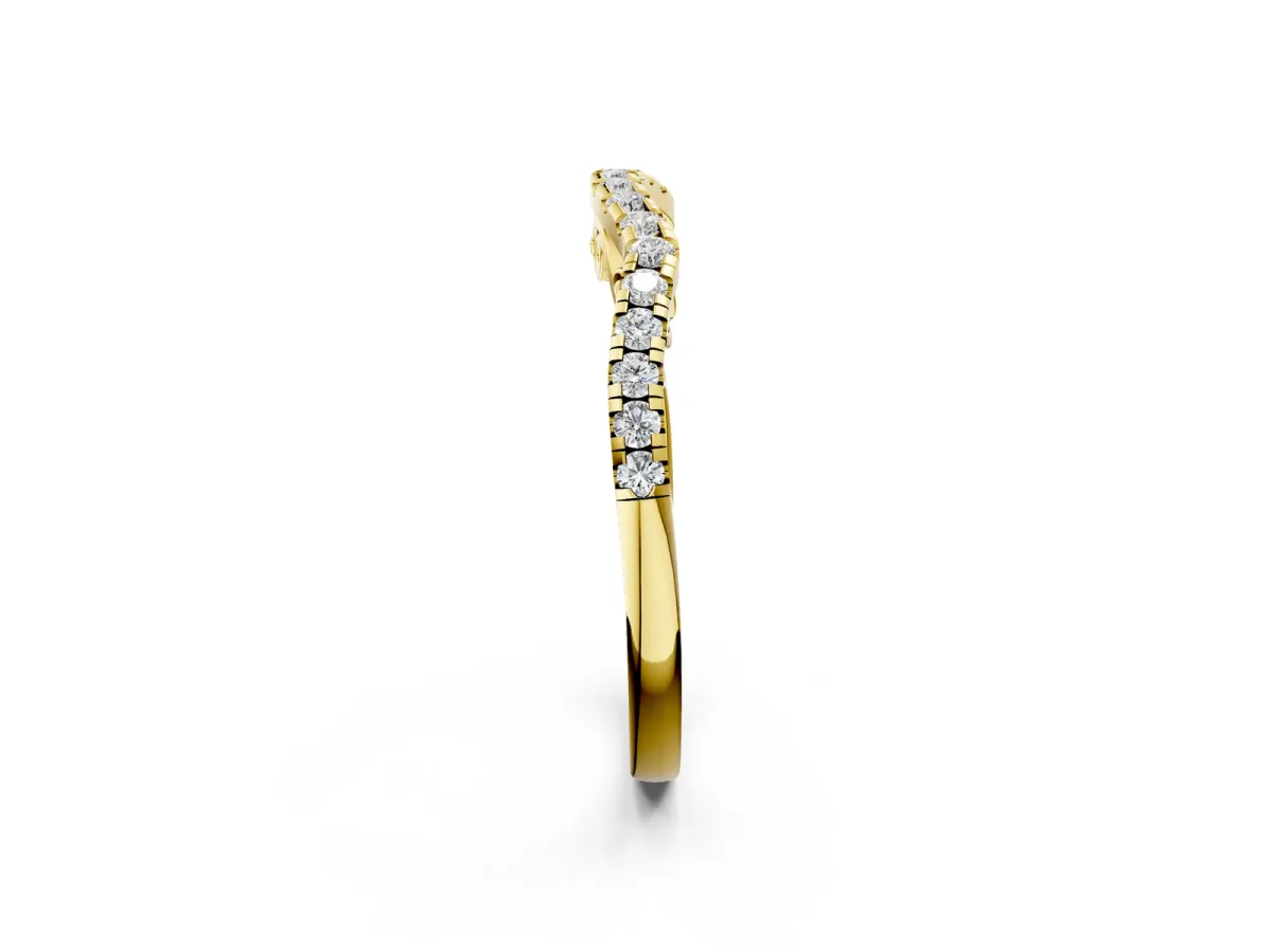 Curved Diamond Pavé Round Eternity Band with Shared Prong Setting Yellow gold