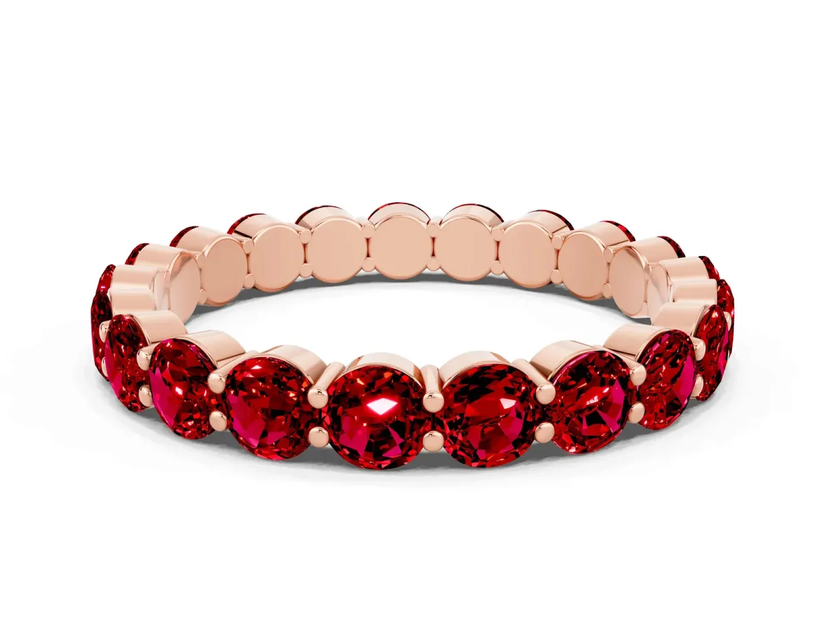 Round Ruby Eternity Band with U-Prong Setting Rose gold