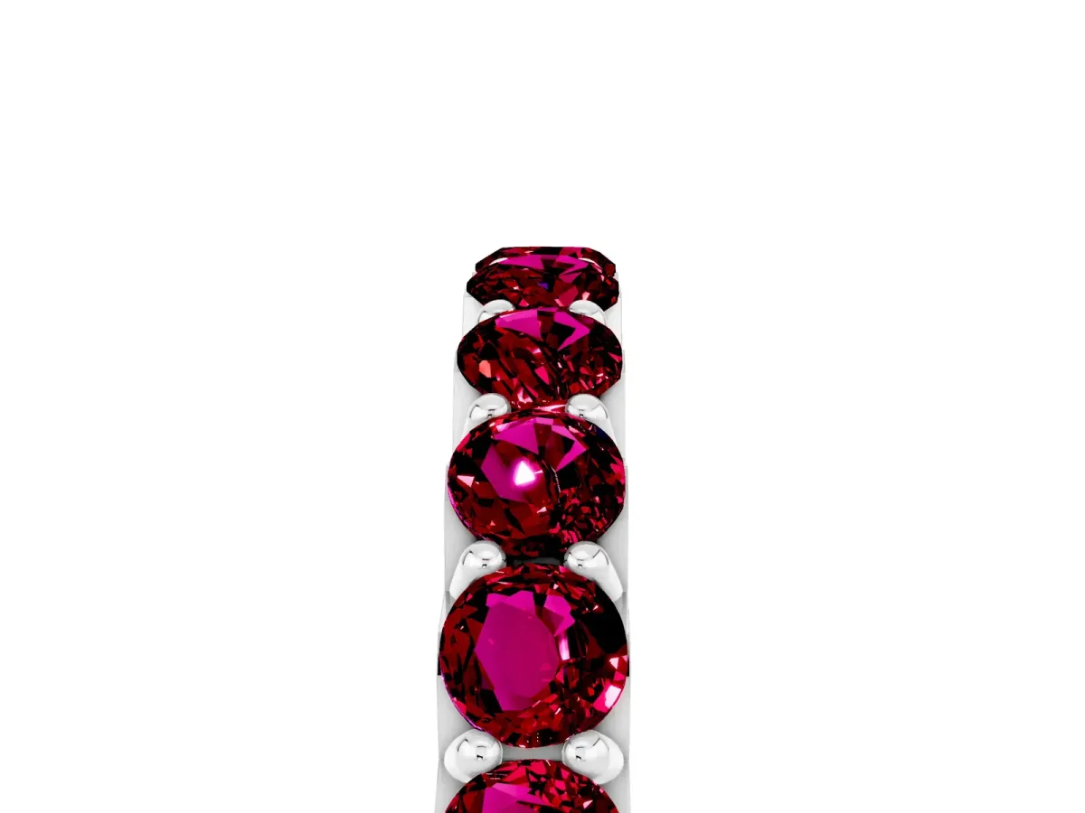 Round Garnet Half Eternity Band with Classic Prong Setting Platinum