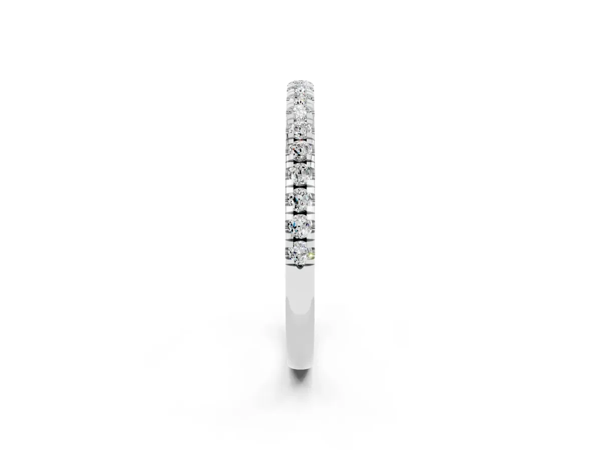 Pavé Round Moissanite Half Eternity Band with Shared Prong Setting Silver