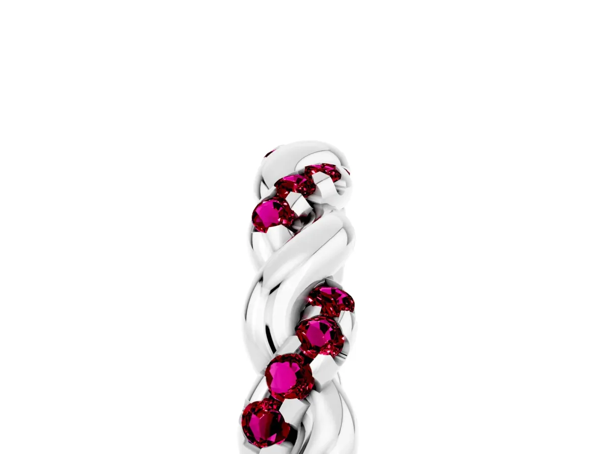 Twisted Pavé Round Garnet Eternity Band Platinum